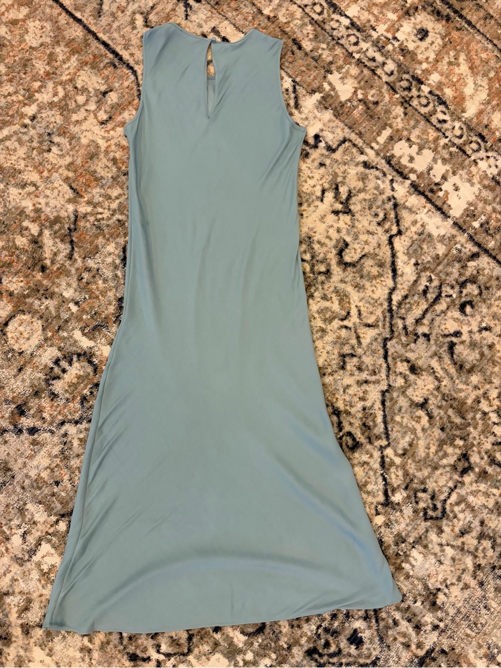 Banana Republic Satin Maxi Dress | Teal Blue Minimalist Slip Dress |  Sz Small - Picture 3 of 6